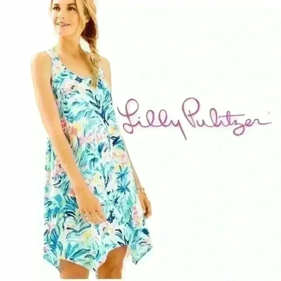 Lilly Pulitzer Melle Prima Cotton Turquoise Beach Short Dress size XXS - Picture 4 of 10
